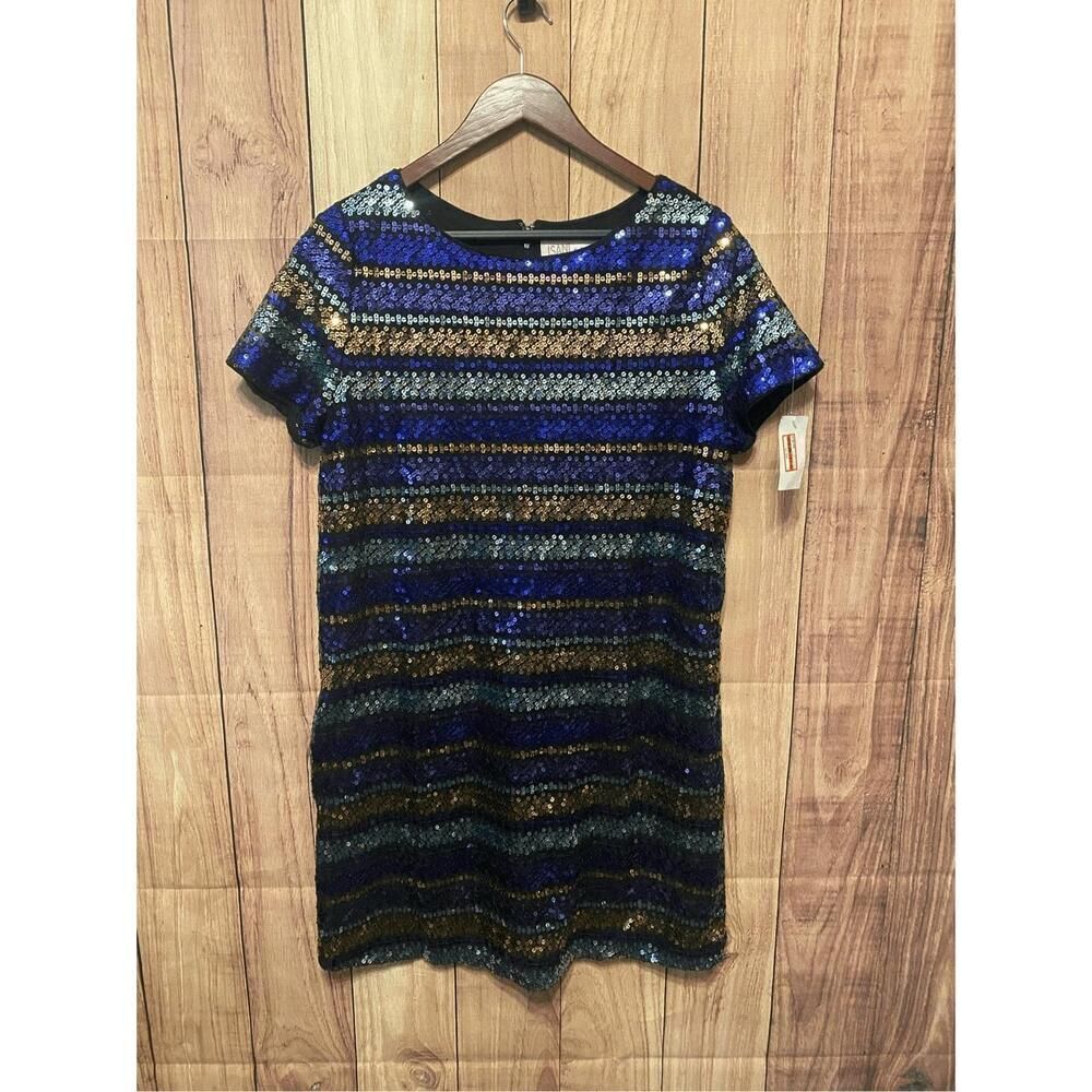 Isani for Target Large NWT blue gold sequin dress womens glitter